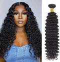 Deep Wave Human Hair Bundles 22 Inch Deep Wave Bundles 100% Unprocessed Brazilian Virgin Hair 1 Bundles Curly Bundles Hair Extensions Real Human Hair Wavy Quick Weave Bundles Natural Black by Cenglou