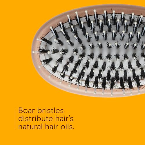 CONAIR Ceramic Wood Nylon & Boar Bristle Cushion Hair Brush, hairbrush for women, reduce frizz and add shine, natural wood handle, for all hair types - Image 4