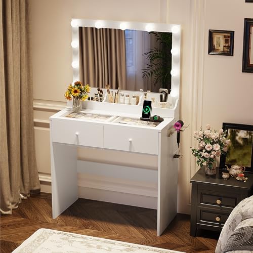 VINGLI Makeup Vanity Desk with Mirror and Adjustable Lights，31.5inch - Image 6