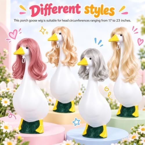 4Pcs Porch Goose Wigs Set Porch Goose Outfits Accessories for Outdoor Statue Accessories Garden Patio Yard Goosey Decoration (4PCS-C) - Image 4