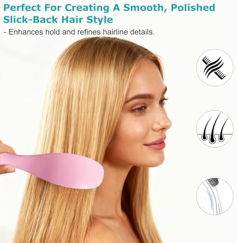 Boar Bristle Slick Back Hair Brush - Edge Control Hairbrush for Women Men - Image 3
