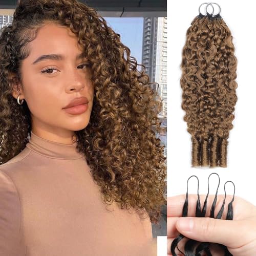 Human Crochet Hair for Black Women 50g 40 Strands Pre-separated Burmese Curly Bundles Human Hair 30# Auburn Ginger 22 Inch Invisible Feather Crochet Human Hair Extensions by EINbeauty