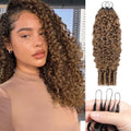 Burmese Curly Crochet Human Hair 20 Inch 50G 40 Strands Knotless Pre-Separated Feather Crochet Hair for Black Women Invisible Lighetweight Human Hair Extensions 30# Auburn Ginger by EINbeauty