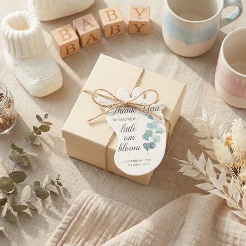 12 Green Footprint-Shaped Gift Wrap Tags with Wildflower Seeds - Image 5