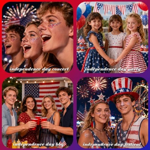 MEICOLY 50g Star Shaped Red White and Blue Body Glitter Face Glitter Gel, Patriotic Accessories Hair Glitter for 4th of July Outfits for Women, Fourth of July USA Accessories for Independence Day - Image 5