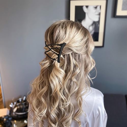 5 Pieces Stretchy Magic Hair Comb Adjustable Elastic Comb Hair Clip for Women Girls No Crease Hair Pins Vintage Hair Bun Maker Hair Accessories for Curly Thick Wavy Hair Ponytail(Black) - Image 3