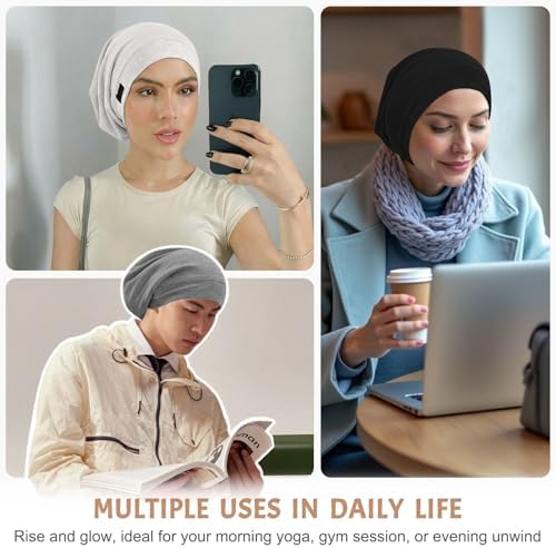 DEMAZALO 3Pcs Silk Satin Bonnet for Sleeping Hair Bonnet for Women Men - Image 6