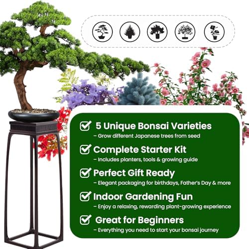 Bonsai Tree Kit for Beginners - 5 Unique Japanese Bonsai Seeds, DIY Indoor Gardening Crafts for Adults | Valentine's, Mother's Day & Birthday Gifts for Women and Men | Complete Starter Kit with Tools - Image 5