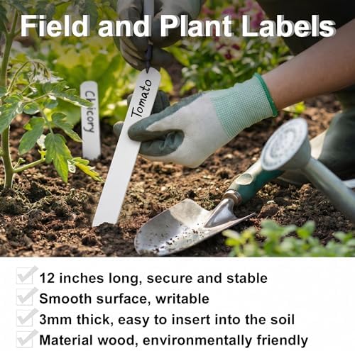Weysat 100 Pcs 12" Wood Plant Labels for Field or Containers Plant Tags Wood Garden Labels for Seedling Stakes Markers Nursery Seed Tags with Smooth Surface for Pot Herbs Flowers Vegetables - Image 3