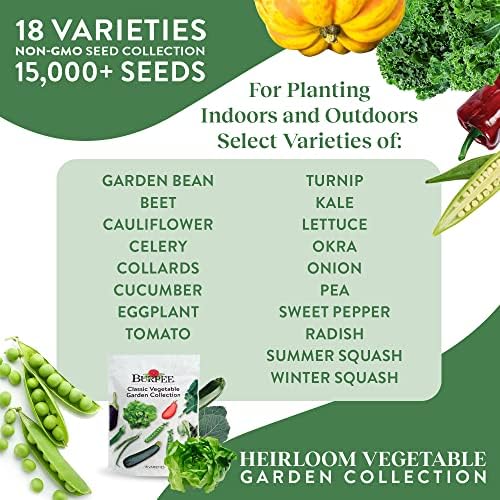Burpee Heirloom Vegetable Seeds - 15,000+ Seeds - Beans, Beets, Cauliflower, Celery, Collards, Cucumber, Eggplant, Kale, Lettuce, Okra, Onion, Pea, Sweet Pepper, Radish, Squash, Tomato, Turnip - Image 2