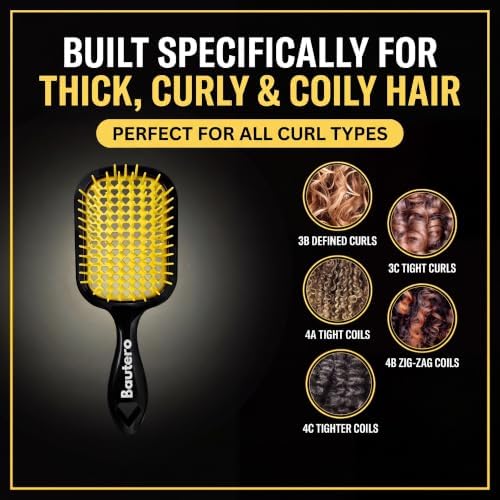 Bautero Detangling Brush for Curly Hair – Detangler Brush for Thick 4C Hair - Image 2