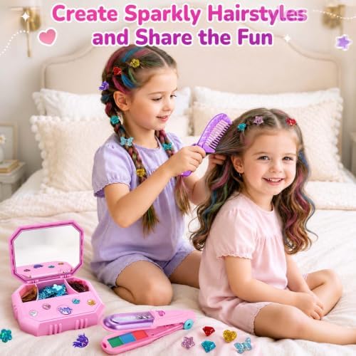 Dreamon Hair Gem Stamper Kit with Hair Chalk, Birthday Gifts for Girls 3-12 - Image 2