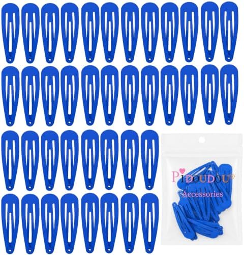 Blue Hair Clips for Women and Girls, 2 Inch Metal Snap Clips 40 Pack by PIDOUDOU