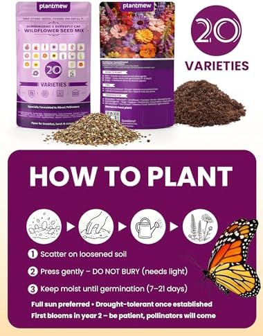 Wildflower Seeds Mix Hummingbird & Butterfly Cafe, 20 Heirloom Varieties, Specially Formulated to Attract Pollinators – High Germination for Outdoor Garden (4oz) - Image 6