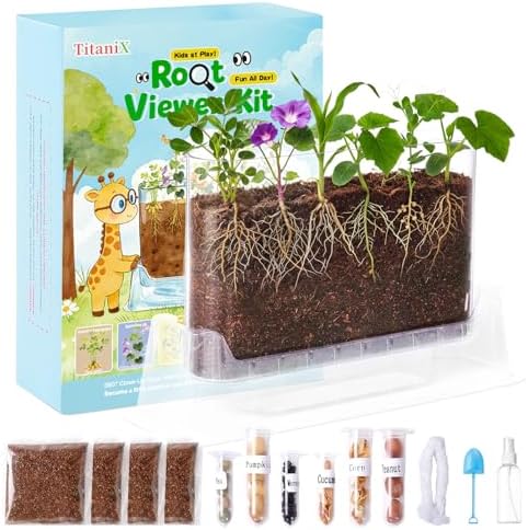 TitaniX Root Viewer Kit for Kids with 6 Seed Varieties, STEM Science Toy & Craft Growing Kits for Boys & Girls, Grow Your Own Plant for Ages 4-8 Birthday Gifts for Boy,4, 5, 6, 7, 8, Year Old by Unknown