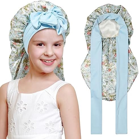 AWAYTR Kids Bonnets for Girls - Satin Long Hair Braid Bonnet for Sleeping by AWAYTR