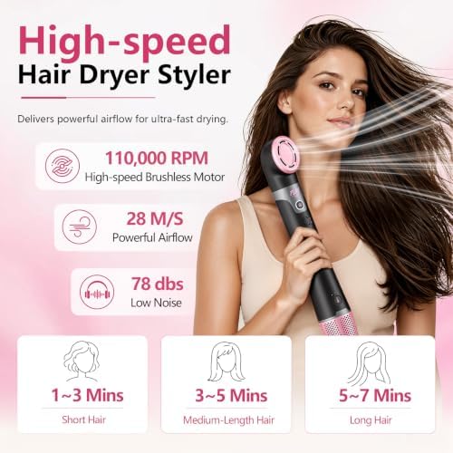 7-in-1 Air Styler Auto Wrap Curlers, Hair Dryer Brush w/Diffuser - Image 3