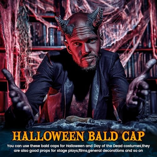 Syhood 2 Pcs Bald Caps Halloween Latex Bald Cap - Image 2