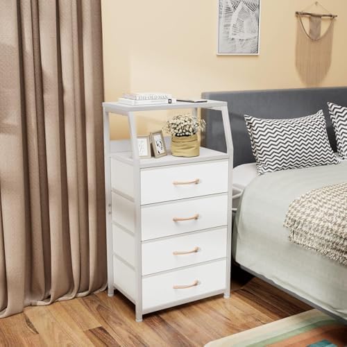 Furnulem Tall Nightstand with 4 Fabric Drawers, Small Dresser for Bedroom - Image 6