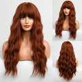 HAIRCUBE Orange Wig with Bangs Long Copper Red Curly Wigs for Women Long Auburn Wig Heat Resistant Natural Synthetic Wig for Daily Use by HAIRCUBE
