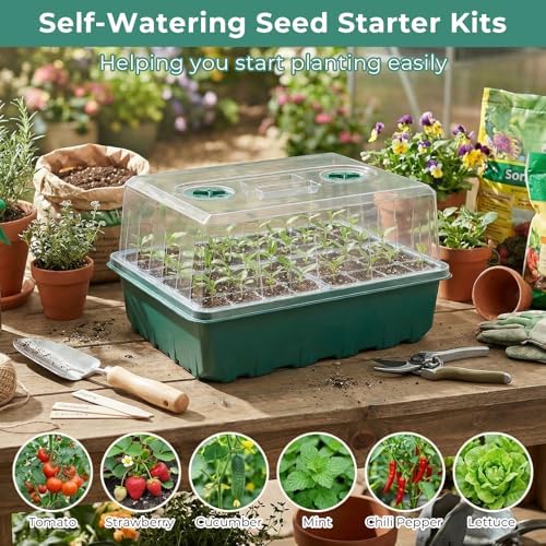 Hanaoyo Self-Watering Seed Starter Tray 2 Packs, 96 Cells Seed Starter Kit with Humidity Vented Domes and High Lid, Germination Kit for Indoor Greenhouse Seed Starter - Image 7