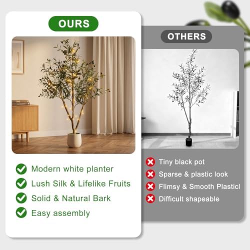 5FT Olive Trees Artificial Indoor with Lights, Realistic Faux Olive Plant - Image 7