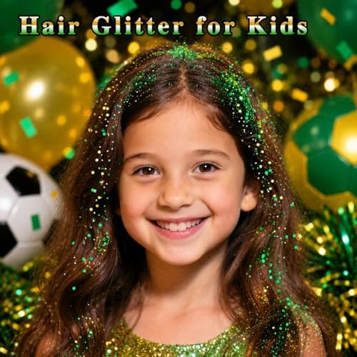 MEICOLY Gold Green Face Glitter Gel,Green and Yellow Hair Glitter Makeup for Halloween Mardi Gras Carnival Irish Festival Party,Cheer Glitter Spirit Day Body Glitter Accessories for Women - Image 5