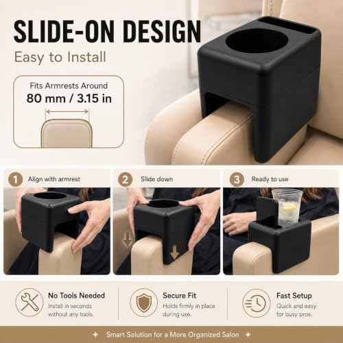 Salon Chair Armrest Organizer Tray with Phone Holder Barber Accessory - Image 5