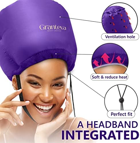 Bonnet Hair Dryer w/A Headband Integrated that Reduces Heat Around Ears & Neck - Hair Dryer Diffuser Cap for Hair Dryer Curly Hair, Speeds Up Drying Time, Deep Conditioning at Home - Set of 2 - Image 2