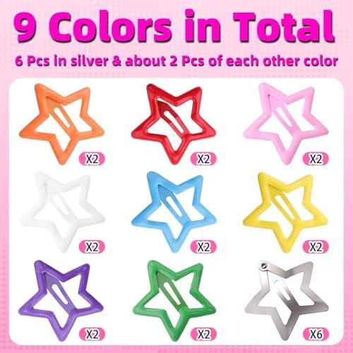 22PCS Colorful & Silver Star Hair Clips,1.57 Inch Y2K Star Hair Accessories - Image 3