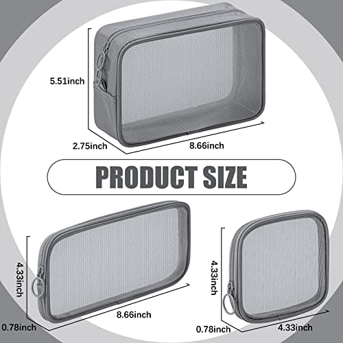Weewooday 4Pcs Mesh Makeup Bag, Gray, Small, Large, Medium, Classic - Image 2