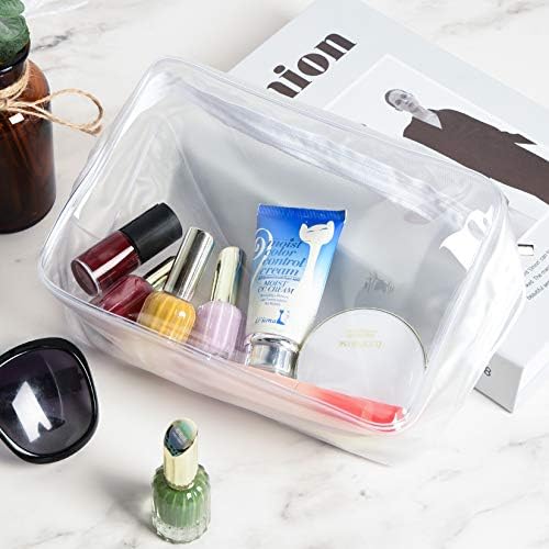 Wobe 5 Packs Clear Cosmetics Bag TSA Approved, PVC Zippered Toiletry Carry Pouch Portable Makeup Bag for Vacation Travel, Bathroom and Organizing Waterproof Makeup Vinyl Case (Large, White) - Image 7