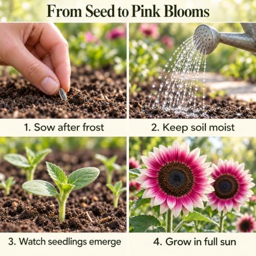 ZEshops 60 Pink Sunflower Seeds for Planting, Outdoor Flower Garden Beds - Image 4