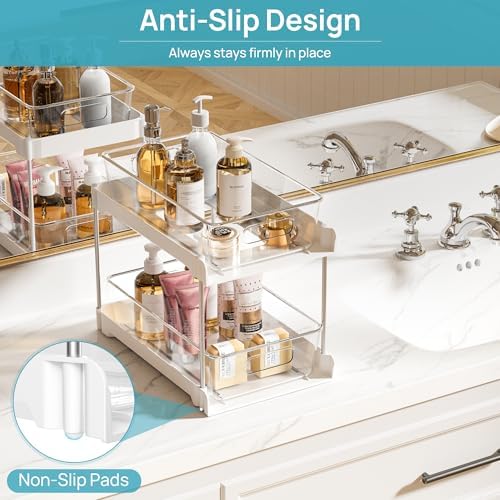 Vtopmart 4 Pack Pull Out Bathroom Under Sink Organizer (S-Standard, White) - Image 3