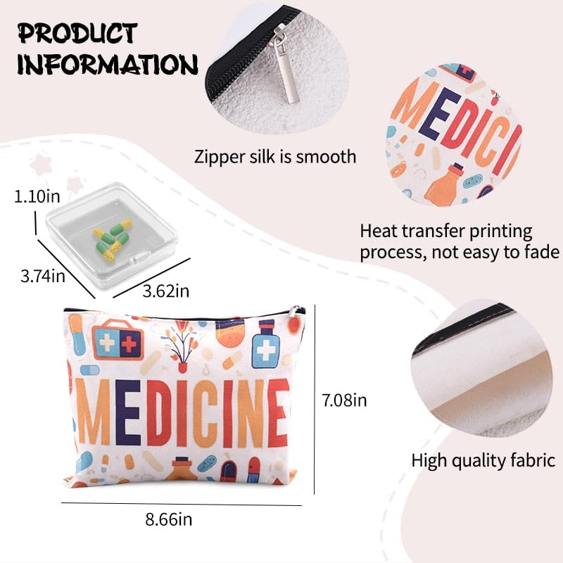 Travel Medicine First Aid Pouch Portable Medication Organizer Pouch Pharmacy Doctor Nurse Gift Bag for Hospital Patient Woman Small Pill Box Travel Case Med Container Pharmacist Accessories for Work - Image 4