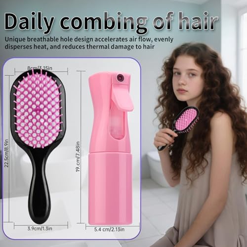 Detangling Brush,1 Pack Detangler Brush and 1 Pcs water spray bottle, Gentle & Effective Detangling on Wet or Dry Fragile Hair Types,Ultra-light, Detangling Brsuh ventilated and antistatic hairbrush - Image 4