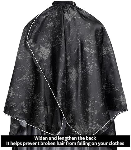 64x56 Inch Professional Barber Cape for Men - Waterproof Hair Cutting Cape with Elastic Neck & Adjustable Closure, Salon Grade Styling Cape (Black) - Image 5