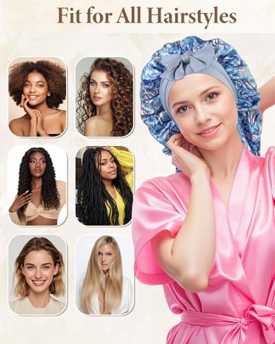 AWAYTR Reversible Long Satin Hair Bonnet for Braids Sleeping Women - Image 4