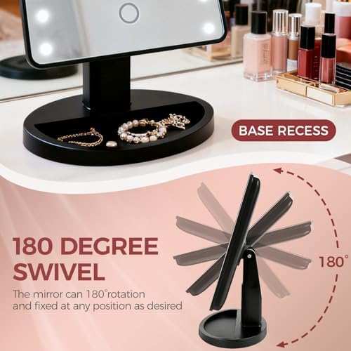 KOOKIN Makeup Mirror with Lights, Touch Stepless Dimming Desk Mirror, Black - Image 6