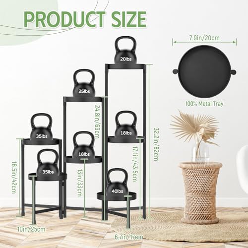 iDavosic.ly Plant Stand Indoor Outdoor, 7 Tier Metal Corner Shelf, Black - Image 2