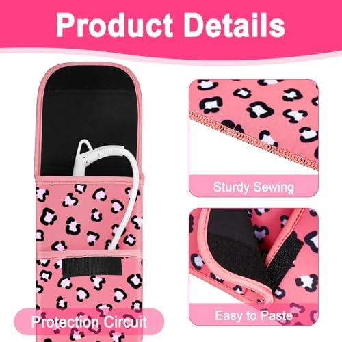 Shappy 2 Pcs Heat Resistant Curling Iron Flat Iron Travel Case,Leopard - Image 3
