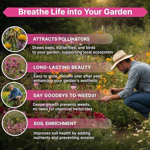 Organo Republic 21 Annual Wildflower Seeds Mix for Indoor & Outdoors. 100,000+ Non-GMO, Heirloom Wildflower Garden Seeds, 4oz Packet for Growing Wild Flowers to Attract Bees, Butterflies & Birds - Image 5