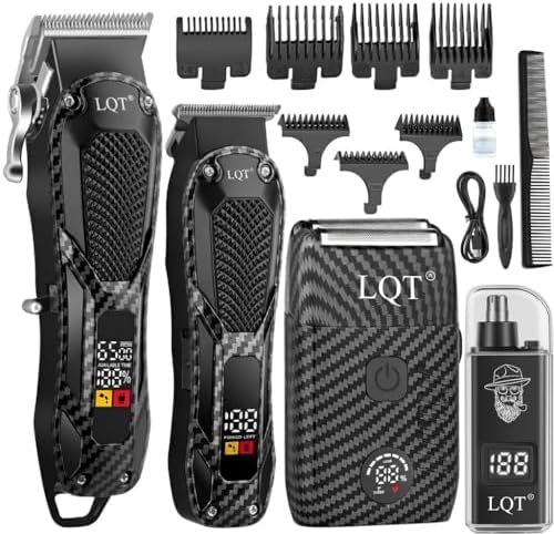 Professional Hair Clippers for Men Rechargeable Cordless Beard Trimmer & Electric Shaver, Hair Cutting Kit with LCD Display Gift for Dad, Husband, Men by LQT