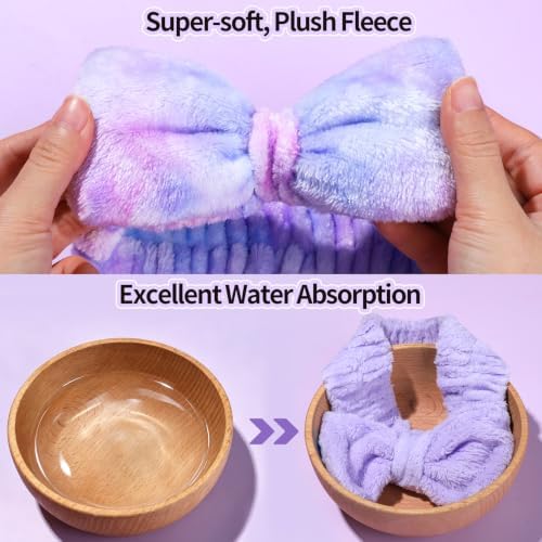 LEOBRO Purple Spa Headbands, Makeup & Skincare Headbands for Washing Face - Image 6
