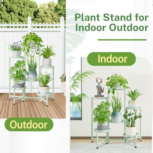 iDavosic.ly Plant Stand Indoor Outdoor, 6 Tier Metal Corner Shelf, Green - Image 6