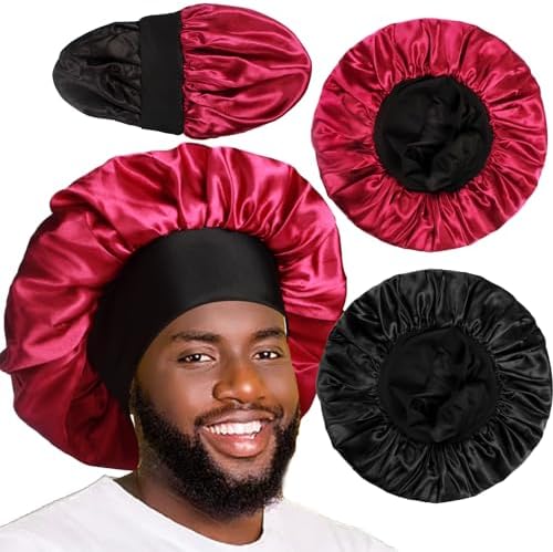 2pcs Bonnets for Men, Double Layer Hair Bonnet Satin Bonnet for Women Curly Hair Braids by Heniho