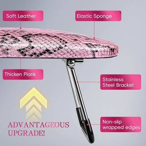 Krofaue Stable Nail Arm Rest with Phone Holder, Metal Legs, Leather - Image 5