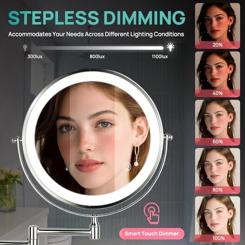 Wall Mounted Lighted Makeup Mirror: Double Sided 1X/30X Magnifying Mirror - Image 2