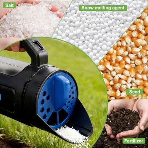 PERSZEN Handheld Spreader for Fertilizer, Grass Seed and Ice Melt, Multi-Use Seed Spreaders for Lawns with Adjustable Openings, 84 Oz Capacity Lawn Spreader for Yards and Garden Care - Image 6