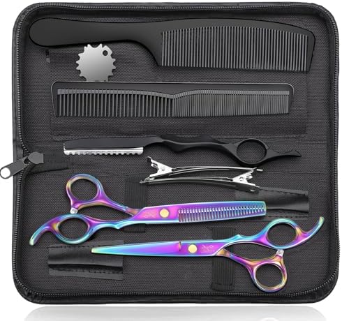JASON Hair Cutting Scissors Set - 6" Professional Haircut Shears Rainbow by JASONSCISSORS